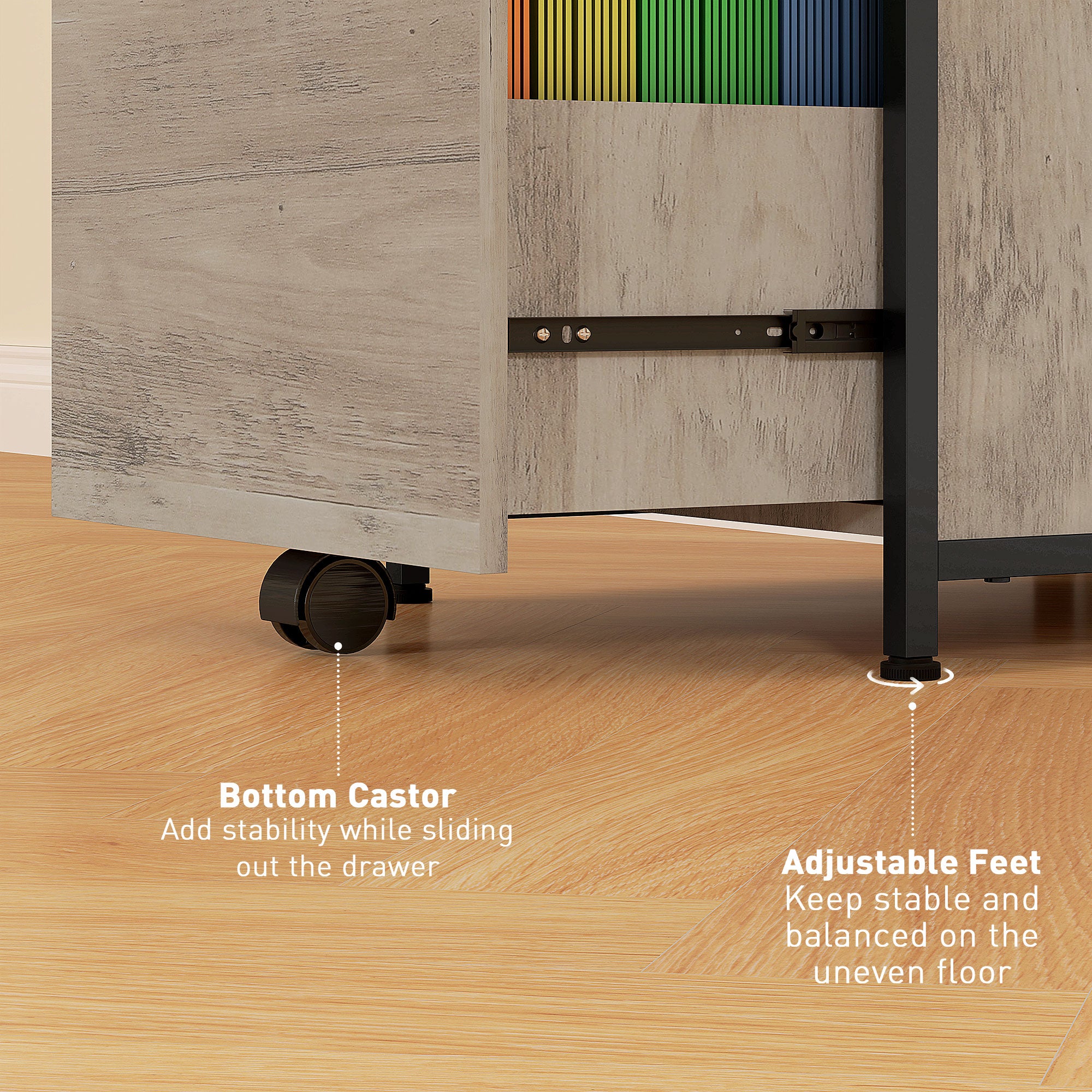 Vertical Filing Cabinet, Tall File Cabinet with 2 Drawers, Hanging Bars for Letter and A4 Size, Distressed Grey-Office Products > Office Furniture > Office Cabinets & Cupboards-DECOROLALA