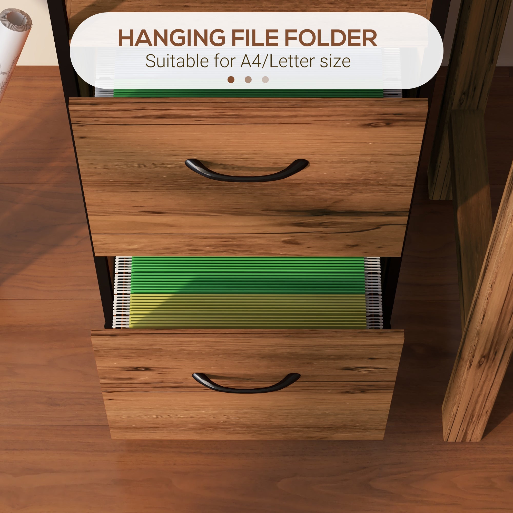 Vertical Filing Cabinet, Tall File Cabinet with 2 Drawers, Hanging Bars for Letter and A4 Size, Rustic Brown-Office Products > Office Furniture > Office Cabinets & Cupboards-DECOROLALA