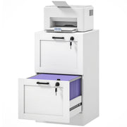Vertical Filing Cabinet with 2 Drawers, Lock, File Cabinet for Home Office, A4 and Letter Size Files, White-Office Products > Office Furniture > Office Cabinets & Cupboards-DECOROLALA