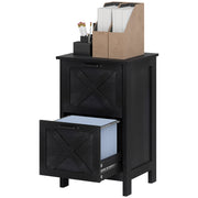 Vertical Filing Cabinet with 2 Drawers, Rustic Farmhouse Office Storage Cabinet for A4, Letter Size, Distressed Black-Office Products > Office Furniture > Office Cabinets & Cupboards-DECOROLALA