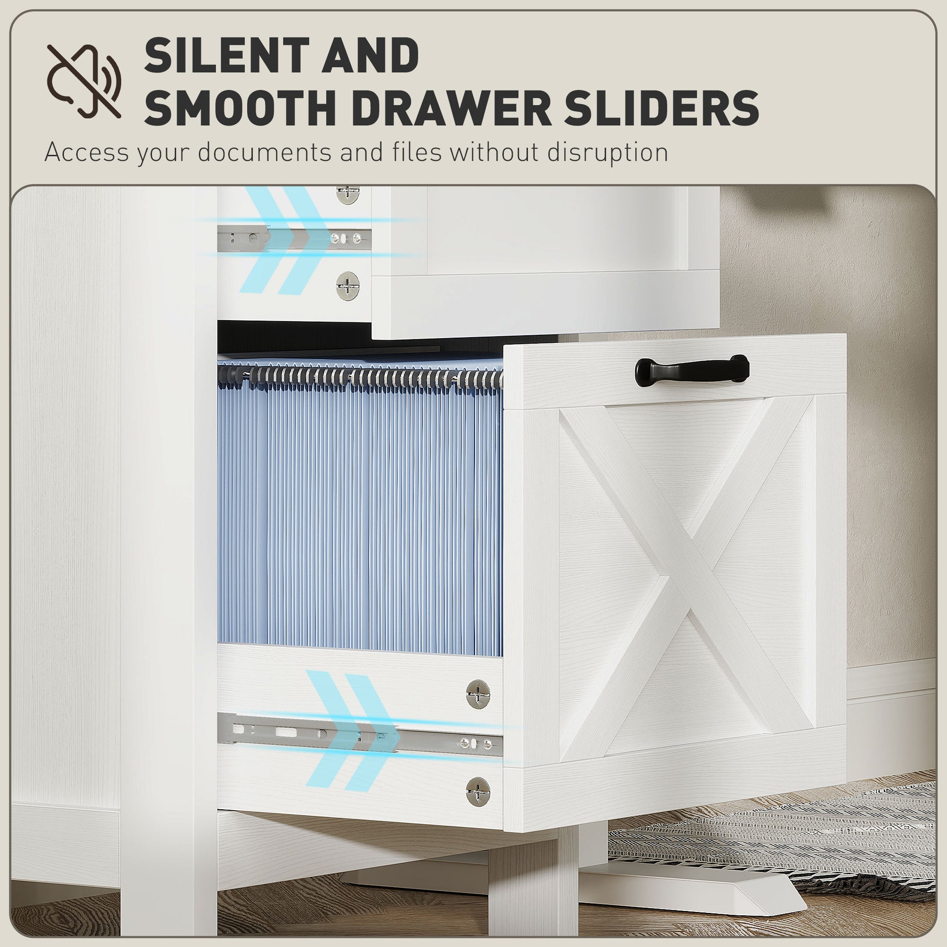 Vertical Filing Cabinet with 2 Drawers, Rustic Farmhouse Office Storage Cabinet for A4, Letter Size, Distressed White-Office Products > Office Furniture > Office Cabinets & Cupboards-DECOROLALA