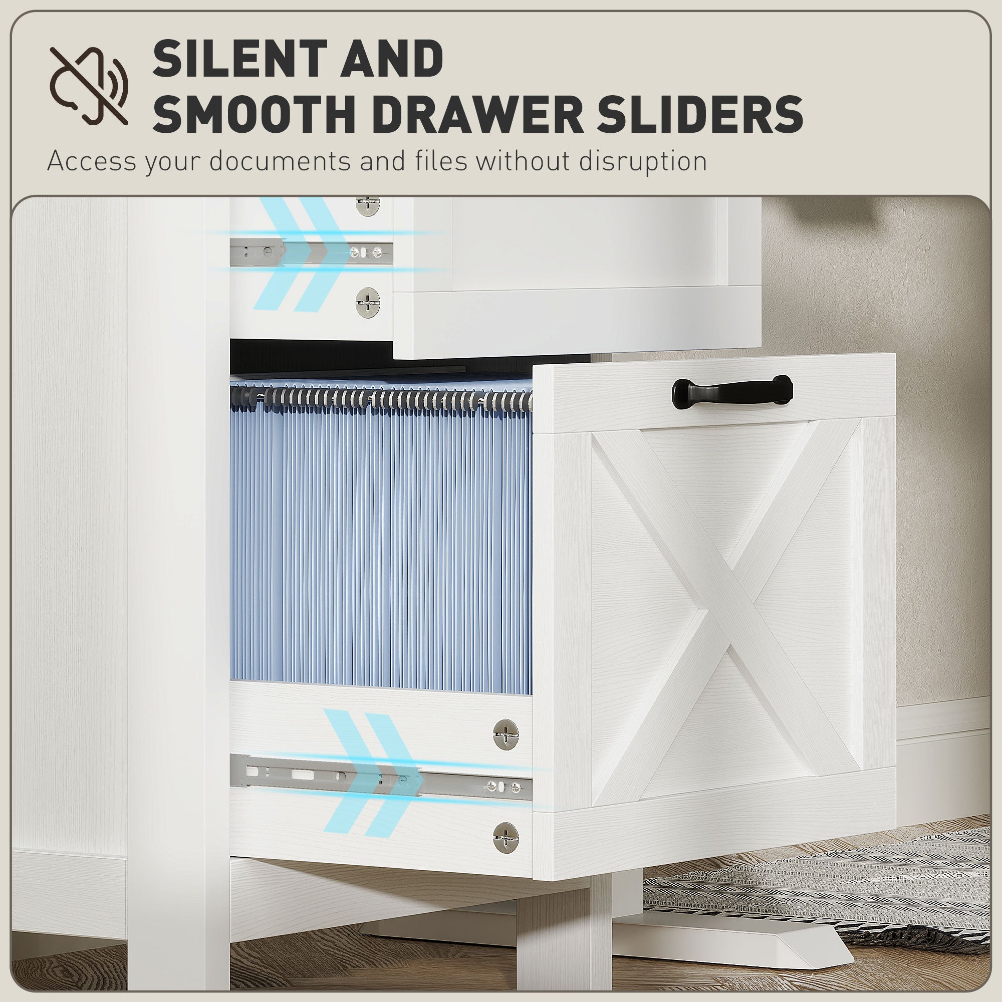 Vertical Filing Cabinet with 2 Drawers, Rustic Farmhouse Office Storage Cabinet for A4, Letter Size, Distressed White-Office Products > Office Furniture > Office Cabinets & Cupboards-DECOROLALA