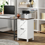 Vertical Filing Cabinet with 2 Drawers, Rustic Farmhouse Office Storage Cabinet for A4, Letter Size, Distressed White-Office Storage Cabinets-DECOROLALA
