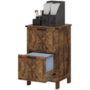 Vertical Filing Cabinet with 2 Drawers, Rustic Farmhouse Office Storage Cabinet for A4, Letter Size, Rustic Brown-Office Products > Office Furniture > Office Cabinets & Cupboards-DECOROLALA