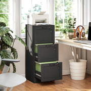 Vertical Filing Cabinet with 3 Drawers, Lock, File Cabinet for Home Office, A4 and Letter Size Files, Black-Office Storage Cabinets-DECOROLALA