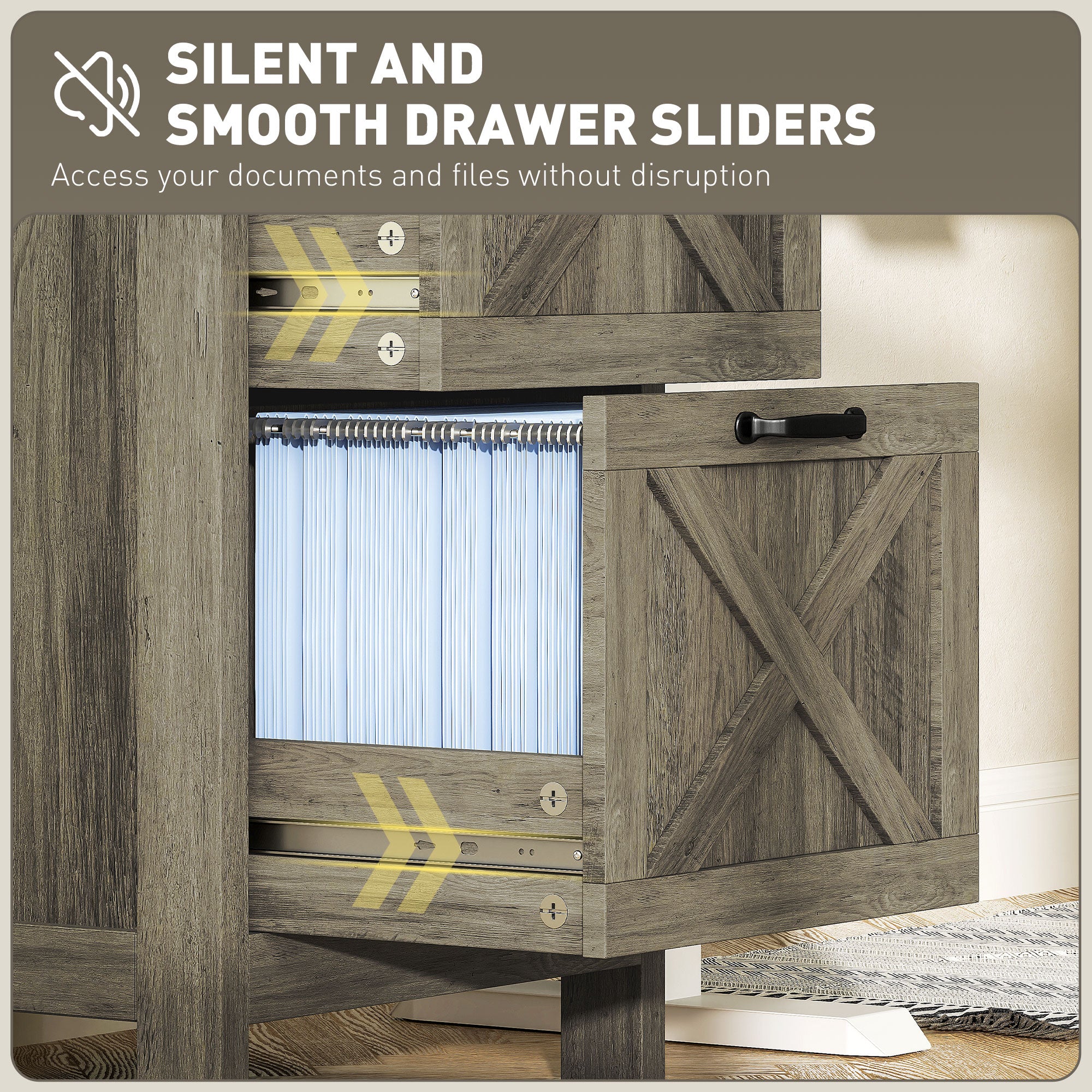 Vertical Filing Cabinet with 3 Drawers, Rustic Farmhouse Office Storage Cabinet for A4, Letter Size, Grey Wash-Office Products > Office Furniture > Office Cabinets & Cupboards-DECOROLALA
