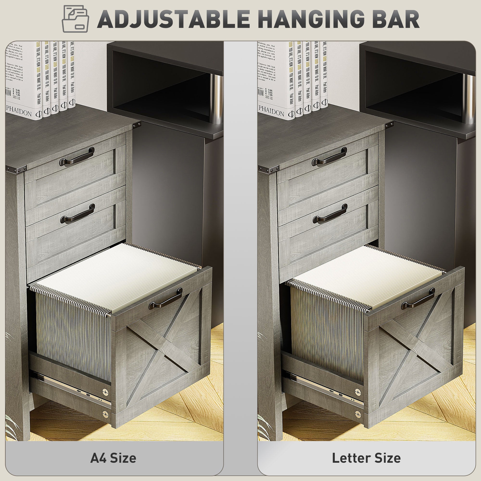 Vertical Filing Cabinet with 3 Drawers, Rustic Farmhouse Office Storage Cabinet for A4, Letter Size, Stone Grey-Office Products > Office Furniture > Office Cabinets & Cupboards-DECOROLALA