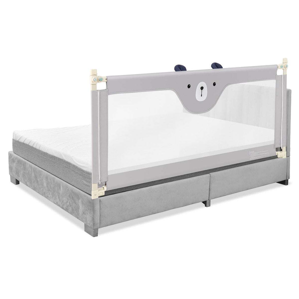 Vertical Lifting Baby Bedrail Guard with Lock-Gray-Bed Rails-DECOROLALA