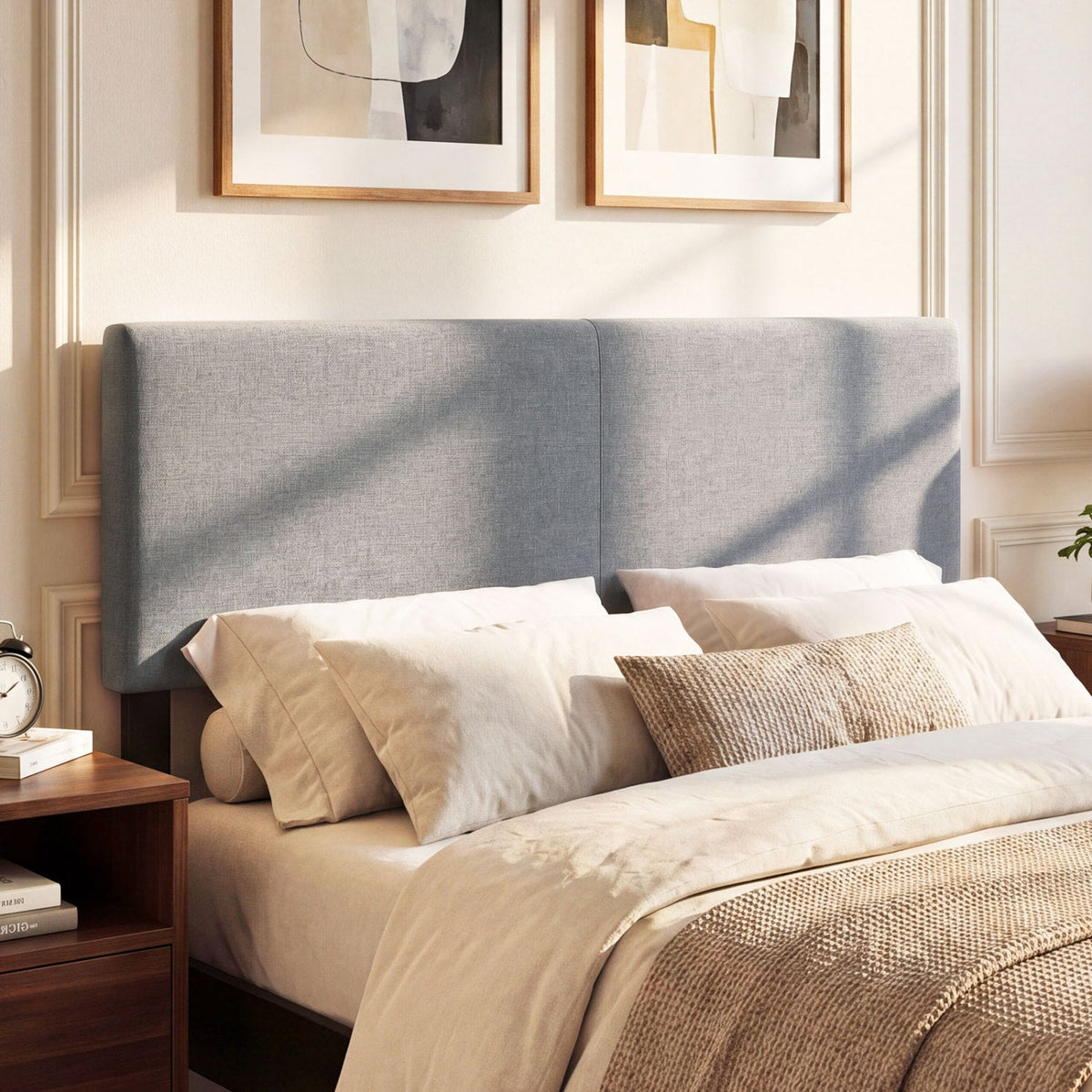 Vertical Quilted Linen Upholstered Headboard - Queen/Full Size-Headboards-DECOROLALA