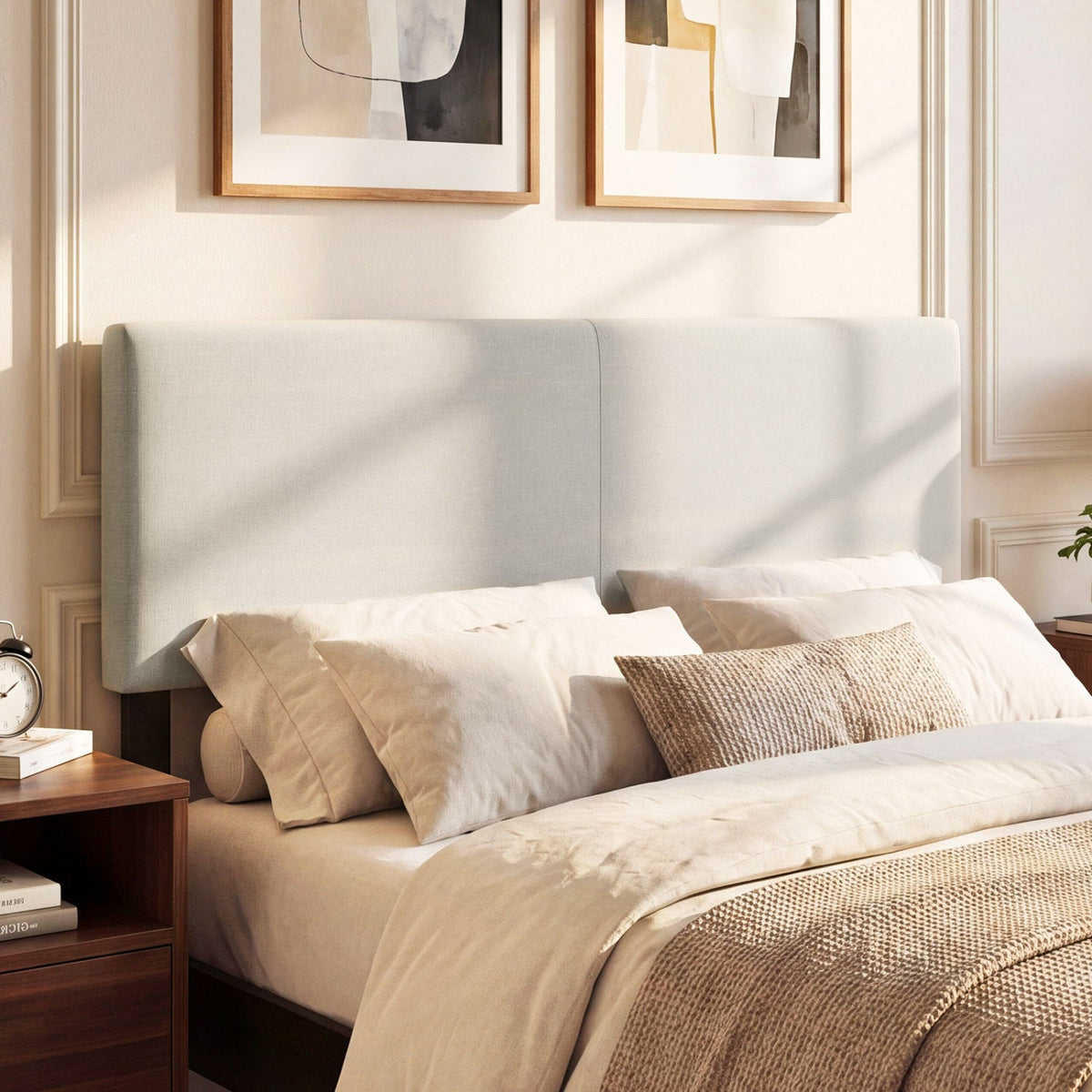 Vertical Quilted Linen Upholstered Headboard - Queen/Full Size-Headboards-DECOROLALA