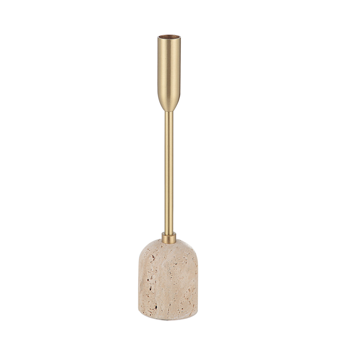 Vesta Indoor Iron Set Of 3 Tapered Candle Holder, Satin Brass-Candle Holders-DECOROLALA