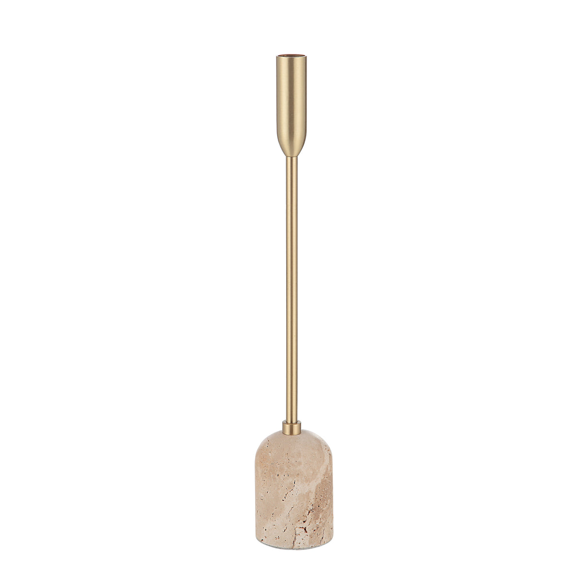 Vesta Indoor Iron Set Of 3 Tapered Candle Holder, Satin Brass-Candle Holders-DECOROLALA