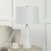 Vevey 25" Tall Brass Table Lamp with Linen Shade-Table Lamp-DECOROLALA