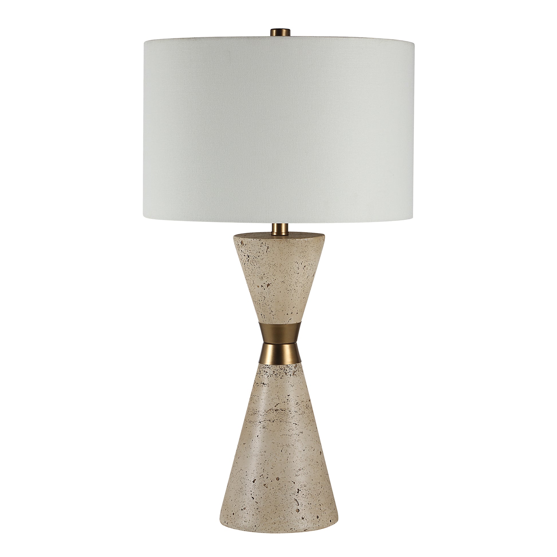 Veza 28.75" Height Table Lamps, Faux Beige Travertine-Table Lamp-DECOROLALA