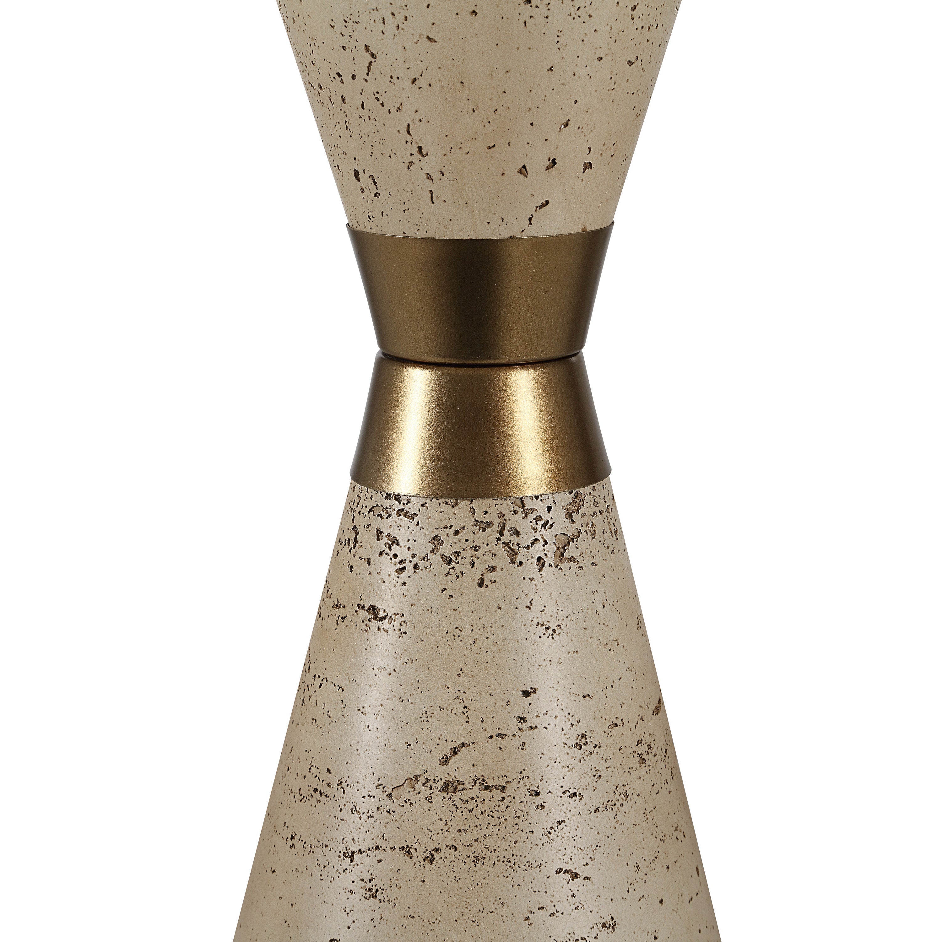 Veza 28.75" Travertine Table Lamp with Bronze Details-Table Lamp-DECOROLALA