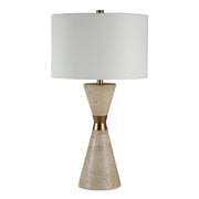 Veza 28.75" Travertine Table Lamp with Bronze Details-Table Lamp-DECOROLALA