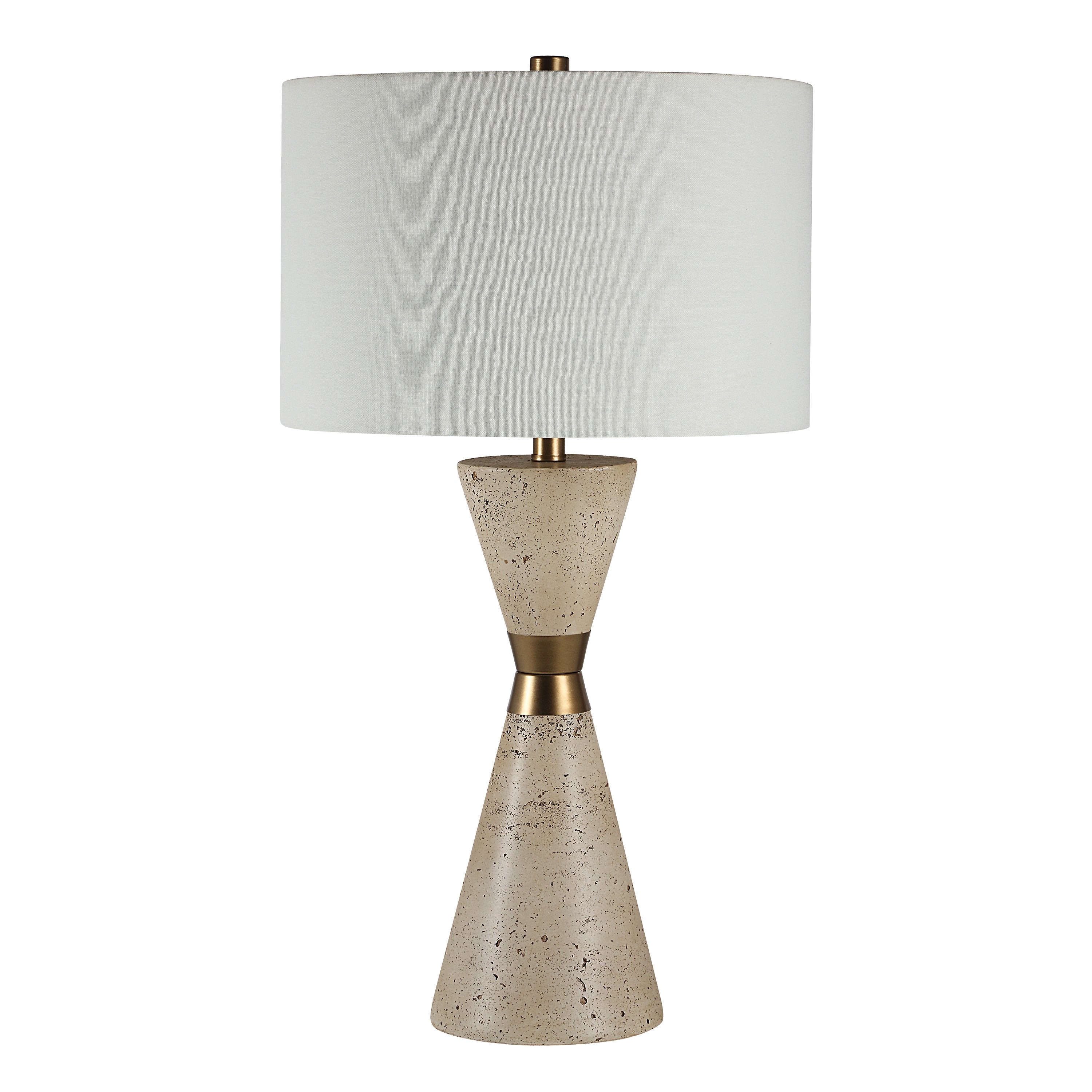 Veza 28.75" Travertine Table Lamp with Bronze Details-Table Lamp-DECOROLALA