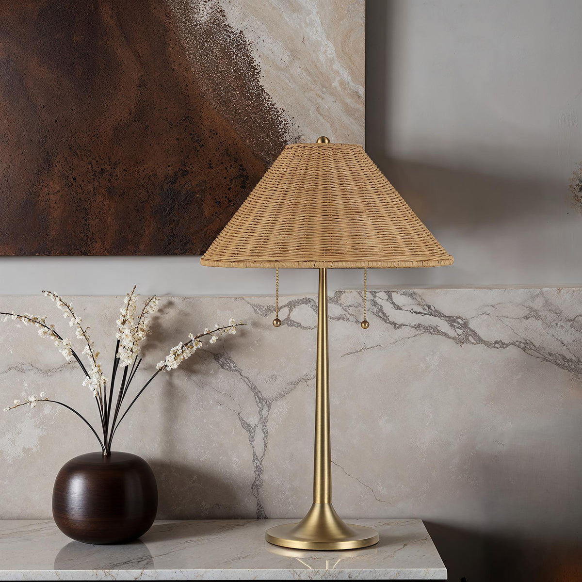 Viana 22" Height Table Lamp, Brown-Table Lamp-DECOROLALA