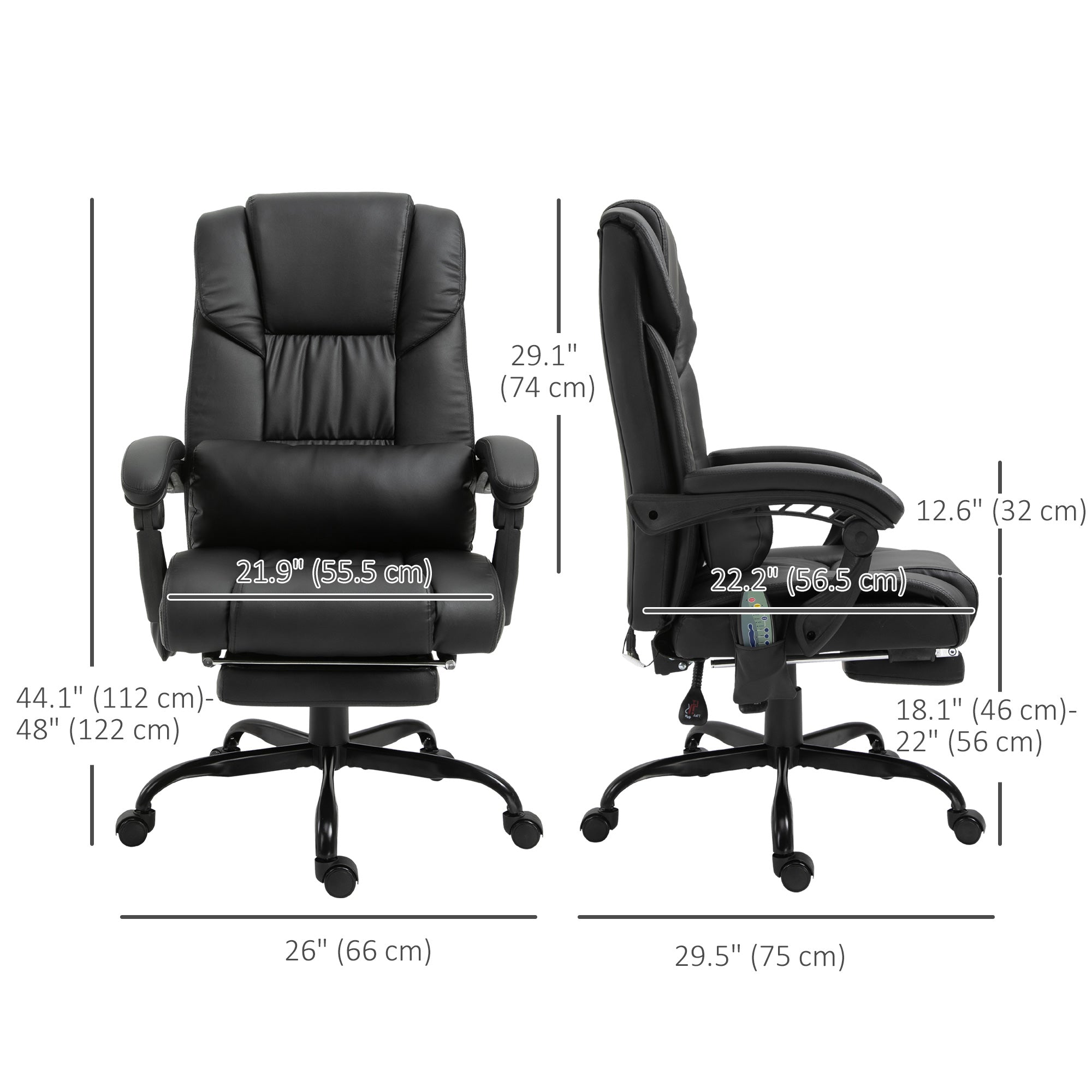 Vibration Massage Office Chair - Black Reclining-DECOROLALA