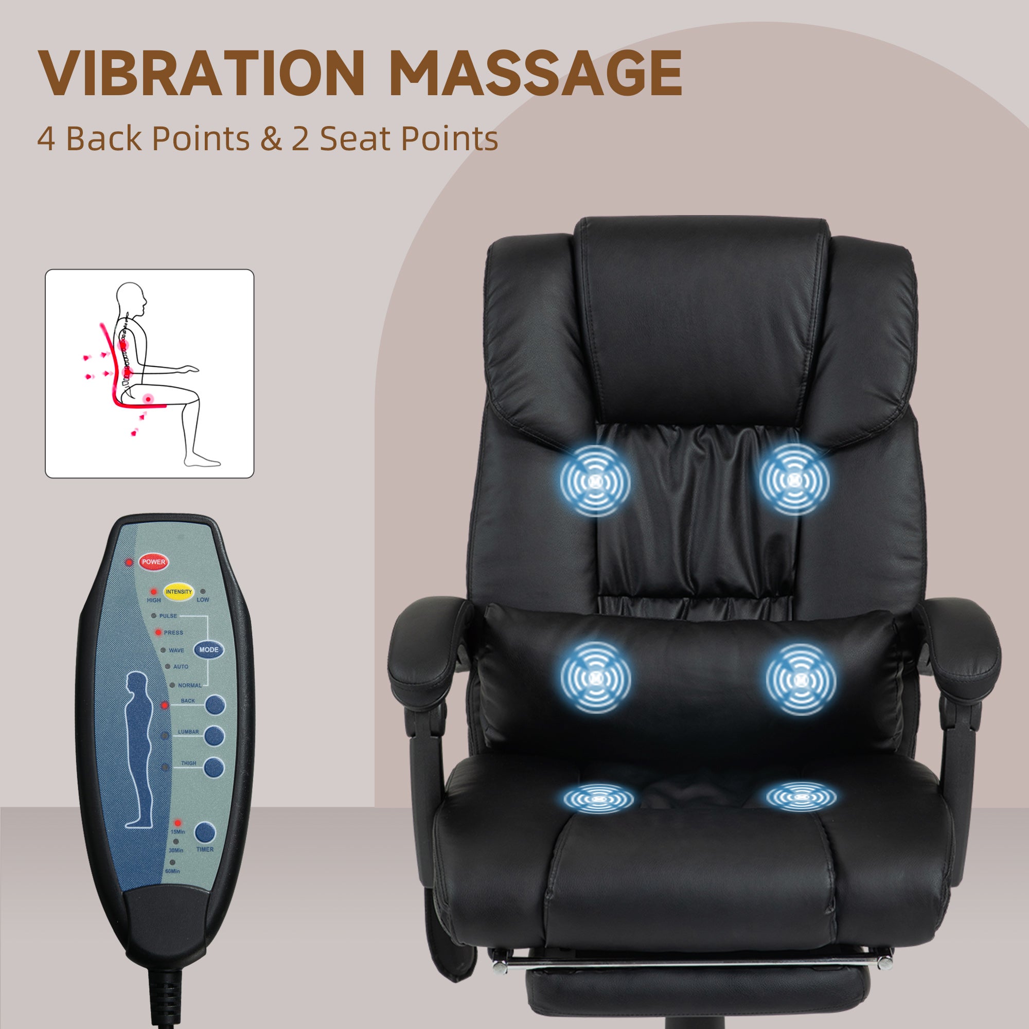Vibration Massage Office Chair - Black Reclining-DECOROLALA