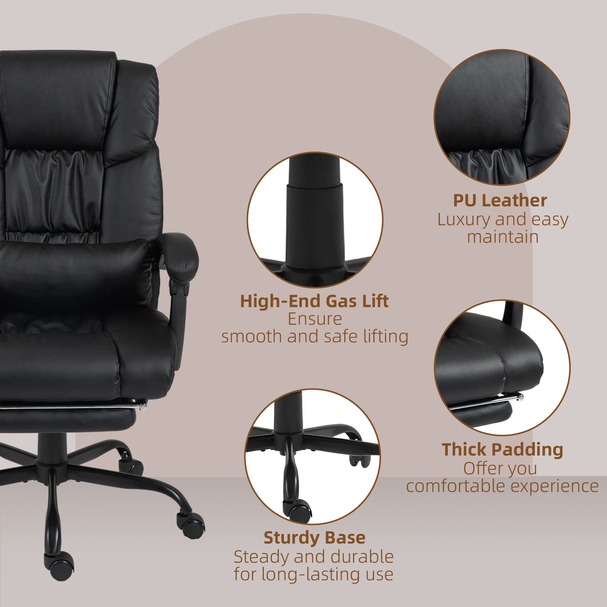 Vibration Massage Office Chair - Black Reclining-DECOROLALA