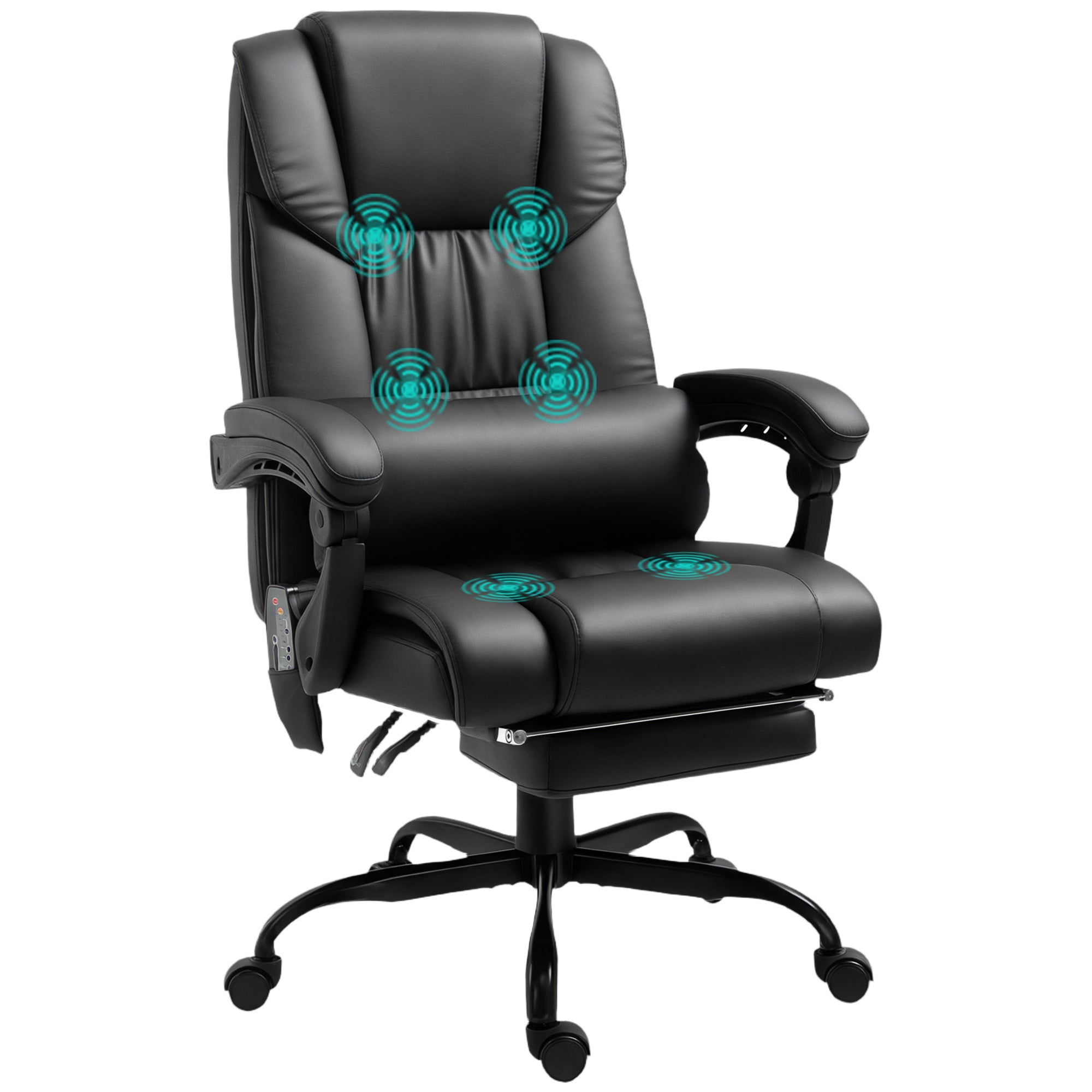 Vibration Massage Office Chair - Black Reclining-DECOROLALA