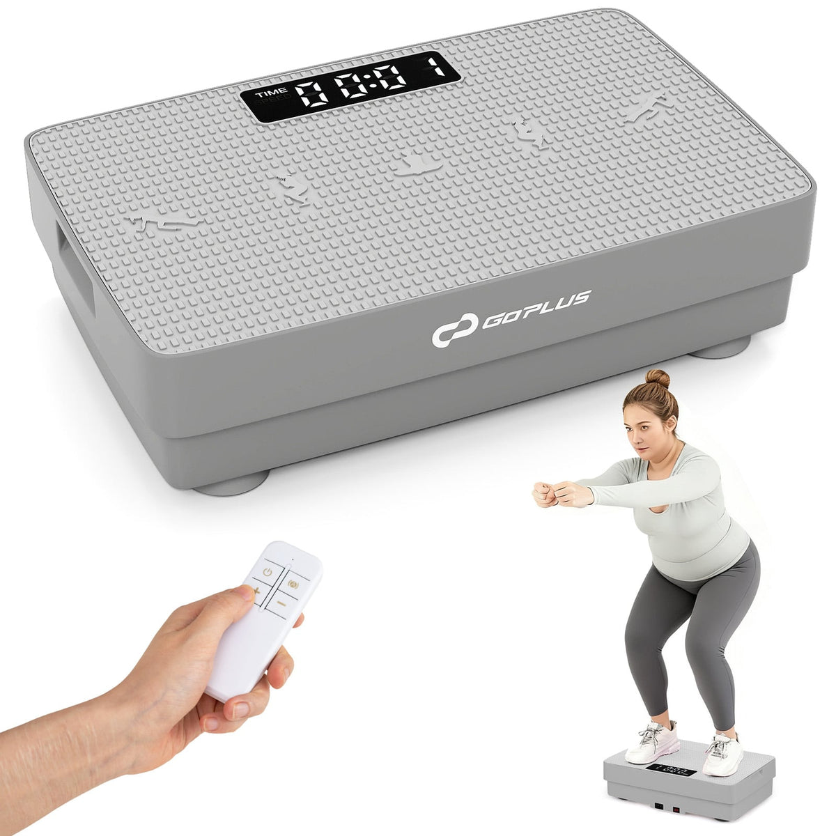 Vibration Plate Exercise Machine with Gravity Sensor and Remote Control for Home Gym-Gray-Vibration Exercise Machines-DECOROLALA