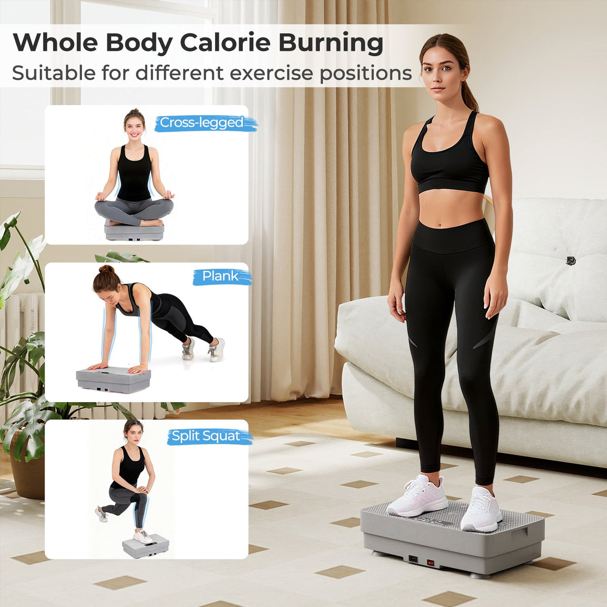 Vibration Plate Exercise Machine with Gravity Sensor and Remote Control for Home Gym-Gray-Vibration Exercise Machines-DECOROLALA
