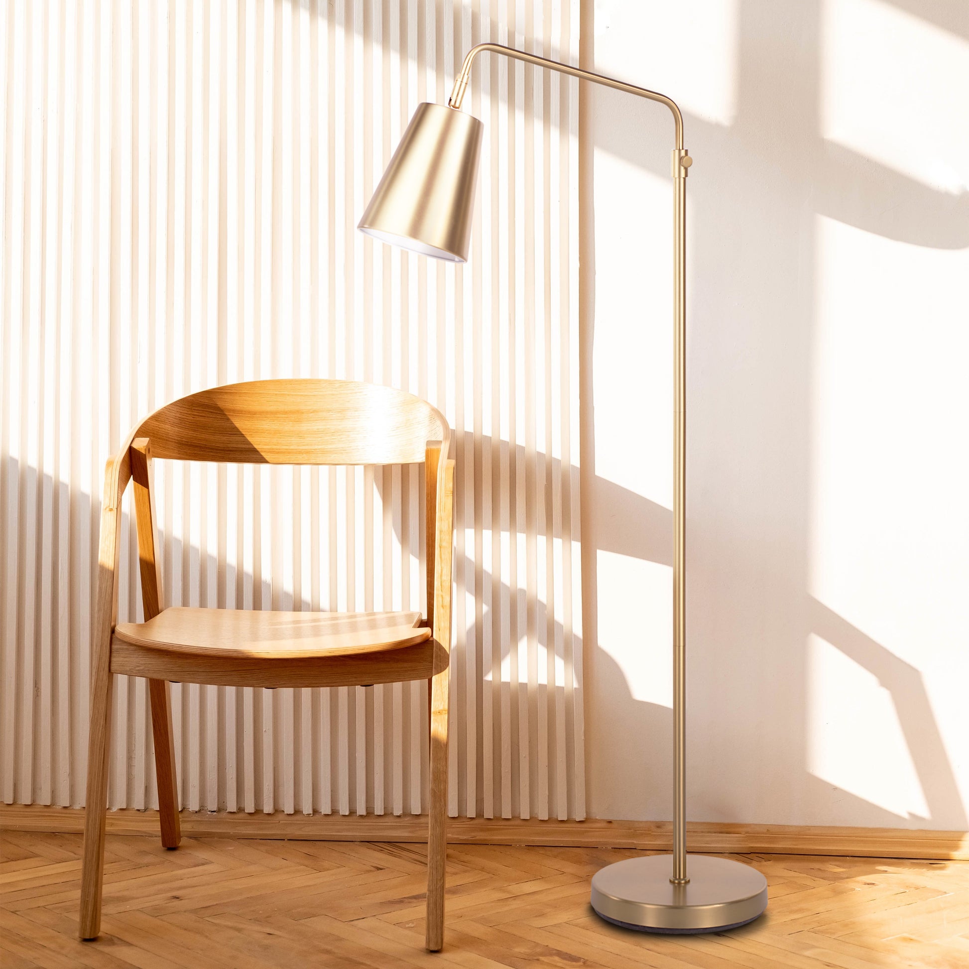 Vidura 47.5" Adjustable Floor Lamp, Brass-Floor Lamp-DECOROLALA