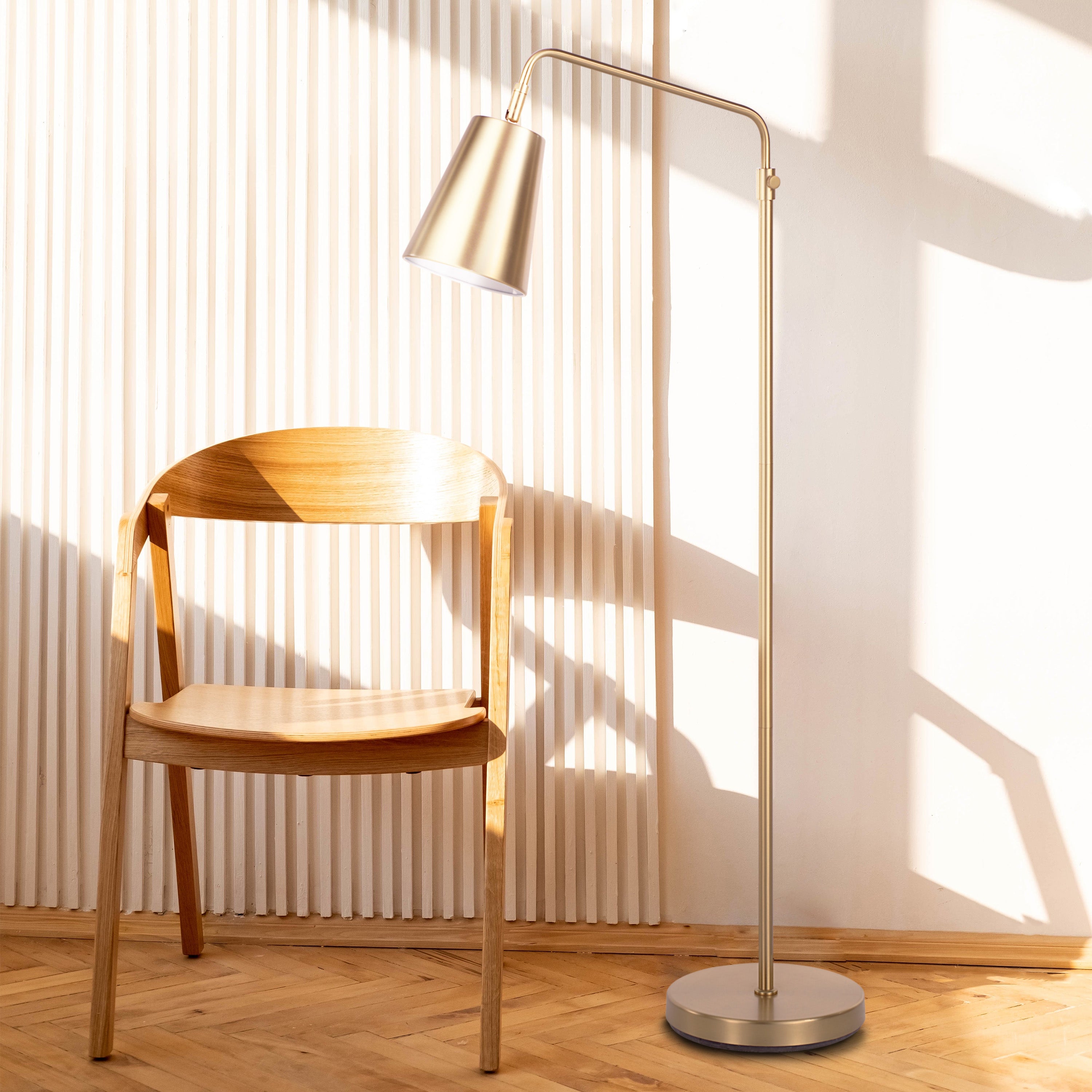 Vidura 47.5" Adjustable Floor Lamp, Brass-Floor Lamp-DECOROLALA