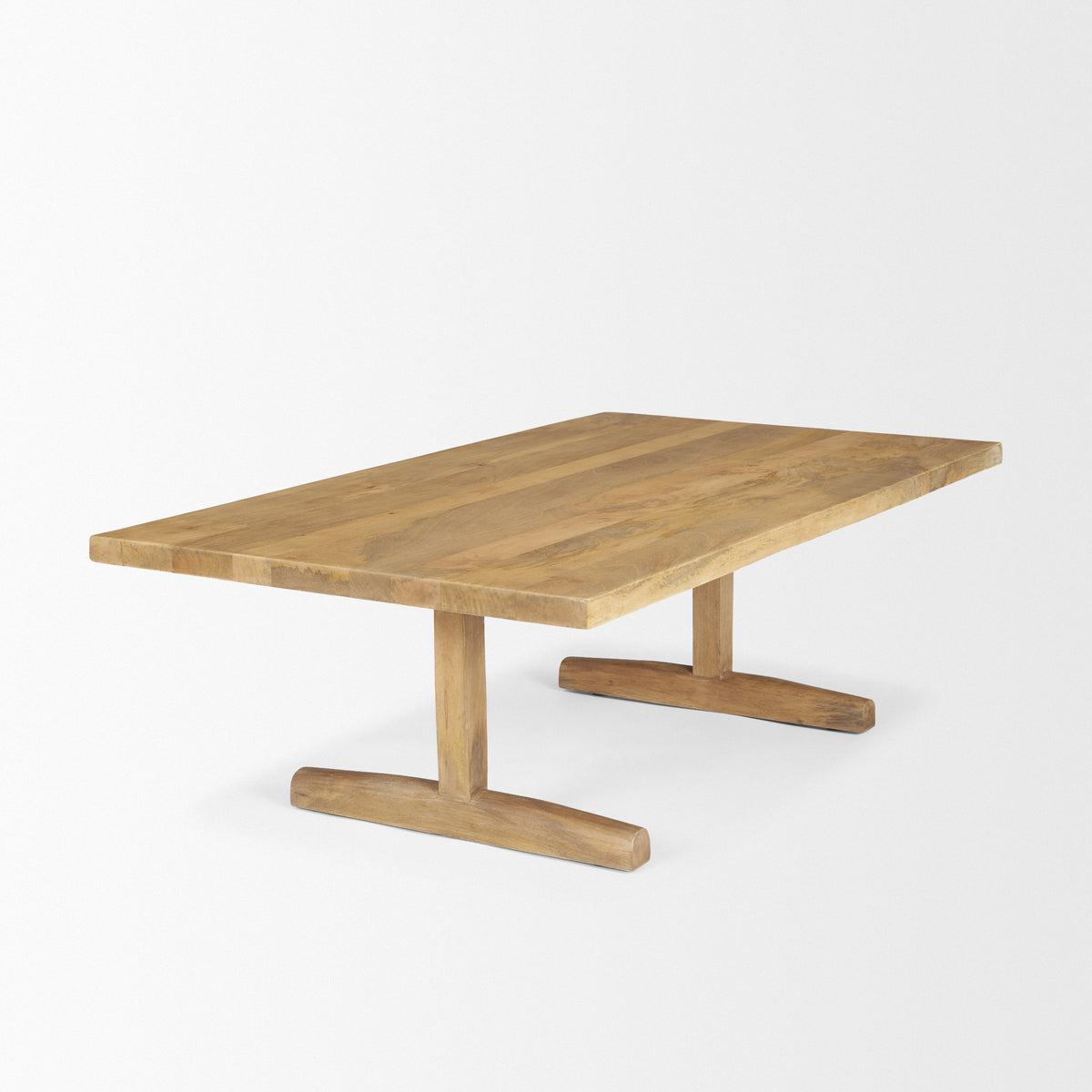 Viktor 55"L Light Brown Solid Wood Coffee Table-Coffee Tables-DECOROLALA