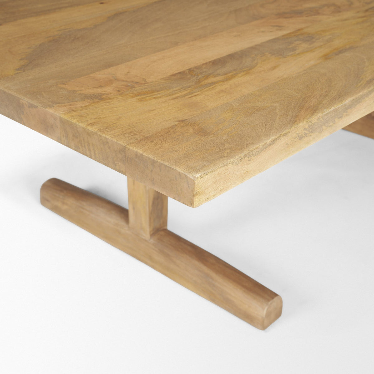 Viktor 55"L Light Brown Solid Wood Coffee Table-Coffee Tables-DECOROLALA