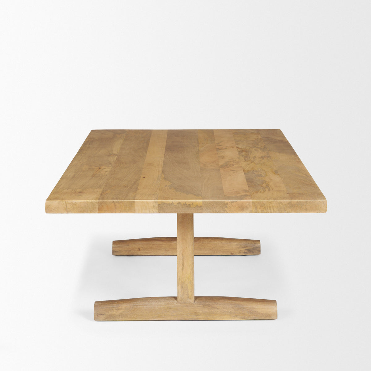 Viktor 55"L Light Brown Solid Wood Coffee Table-Coffee Tables-DECOROLALA