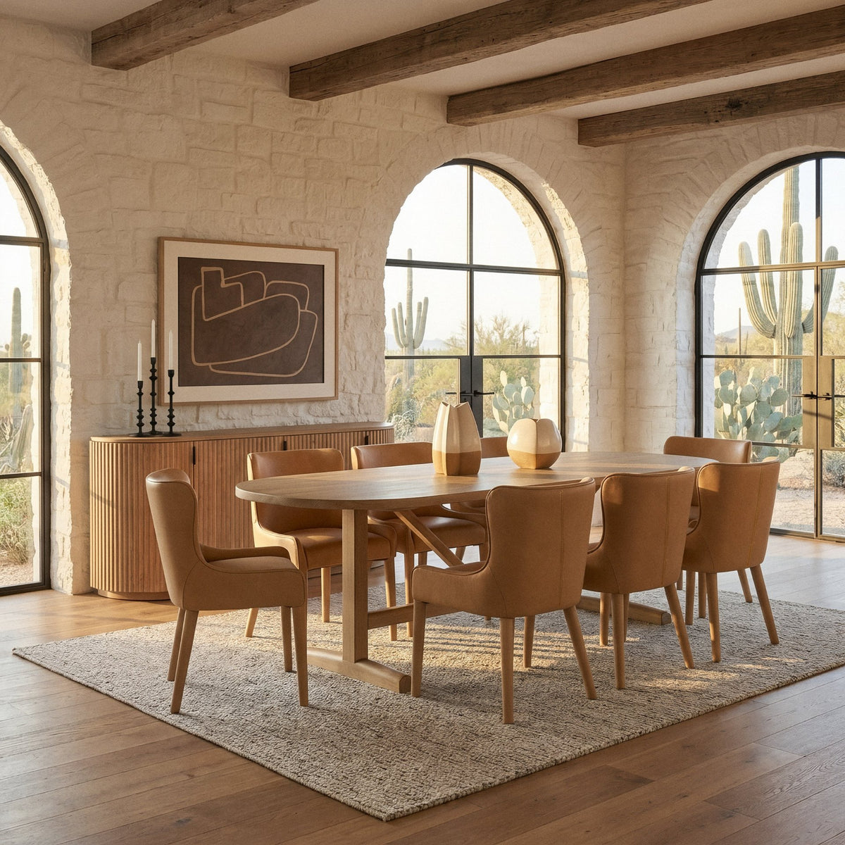 Viktor 94"L x 42"W Dining Table | Modern | Light Brown Wood | Seats 4-Dining Tables-DECOROLALA