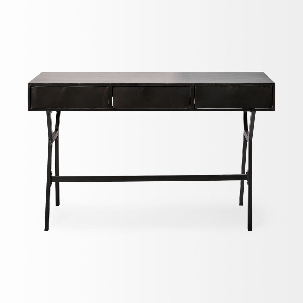 Vince 51L x 18W Black Metal W/Gold Accents 3 Drawer Office Desk-Office-DECOROLALA