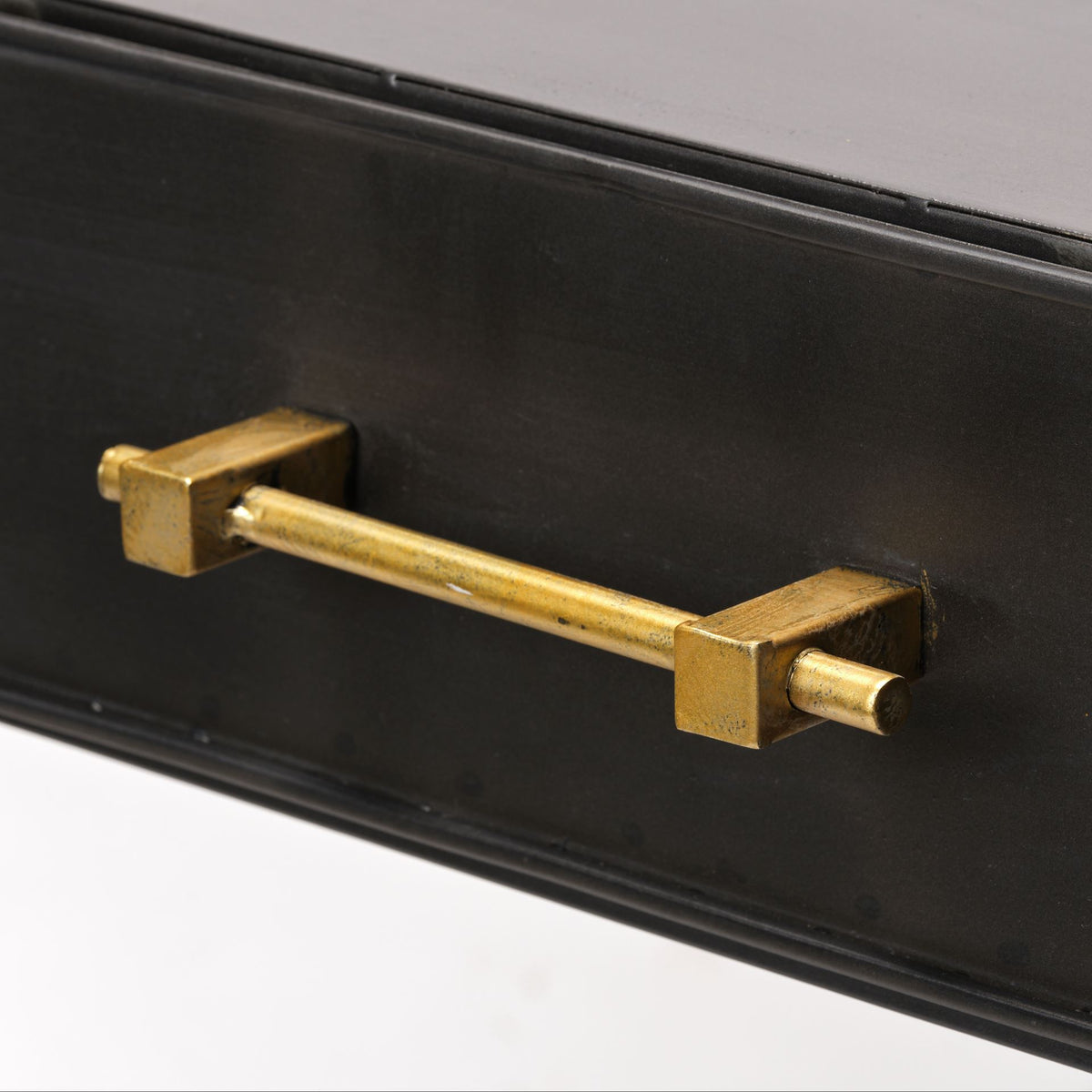 Vince 51L x 18W Black Metal W/Gold Accents 3 Drawer Office Desk-Office-DECOROLALA