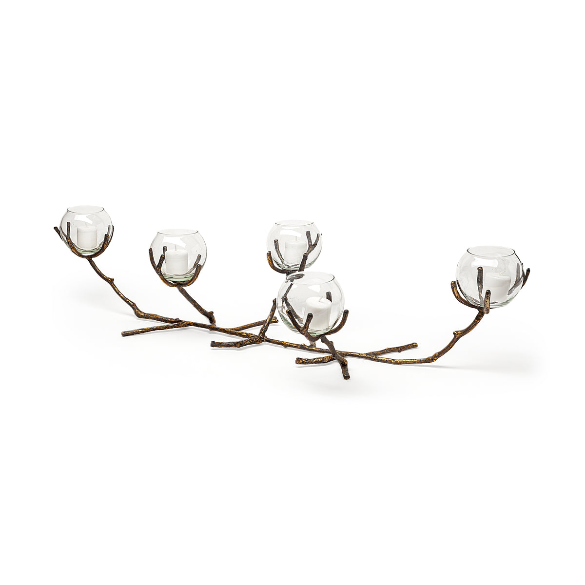 Vine I Distressed Metal Creeper Five Candle Table Candle Holder-Table Candle Holders-DECOROLALA