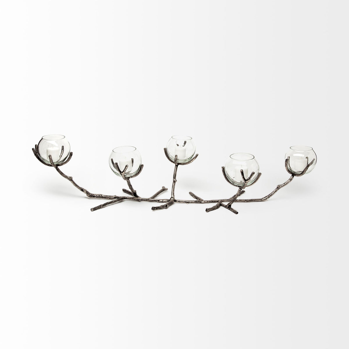 Vine I Distressed Metal Creeper Five Candle Table Candle Holder-Table Candle Holders-DECOROLALA