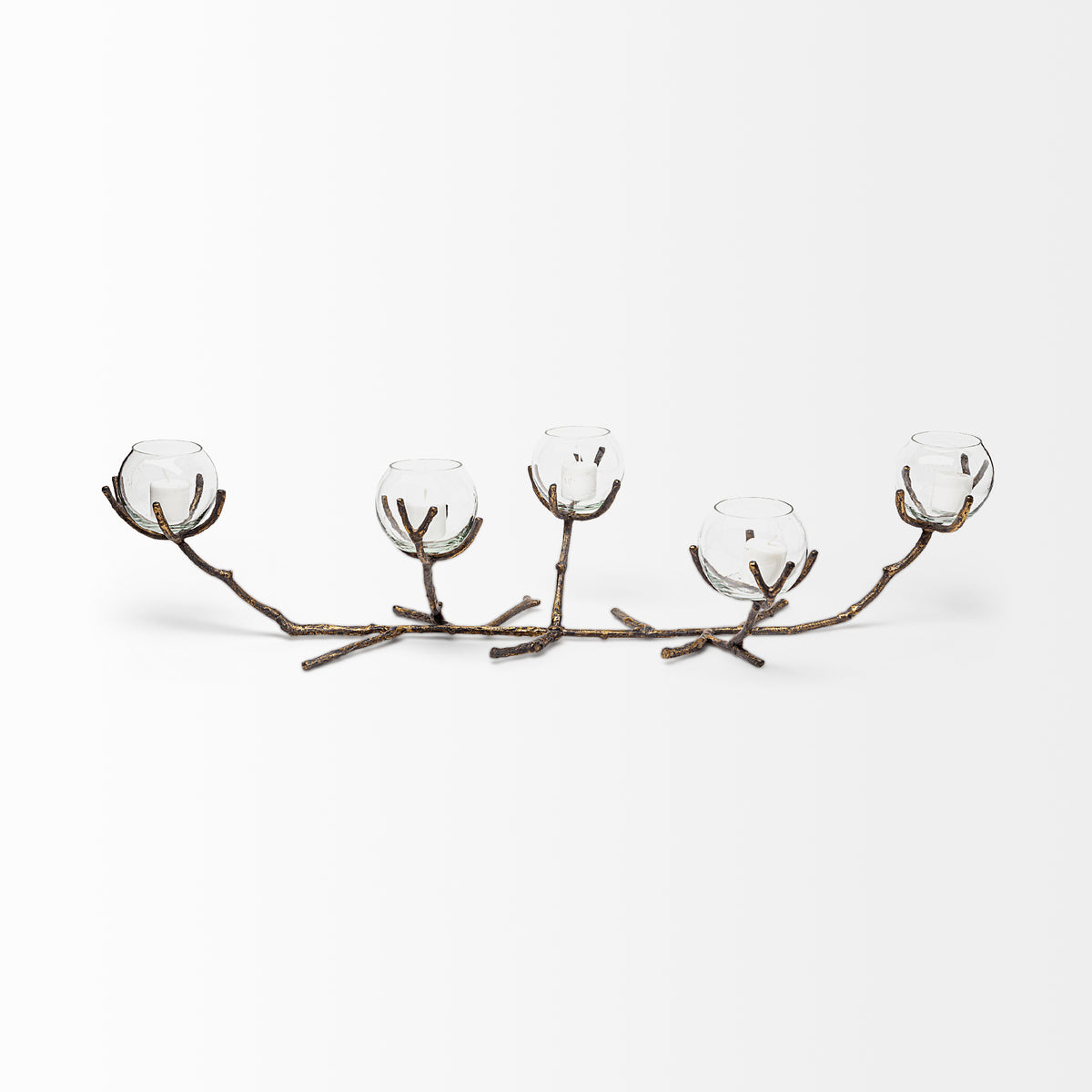 Vine I Distressed Metal Creeper Five Candle Table Candle Holder-Table Candle Holders-DECOROLALA