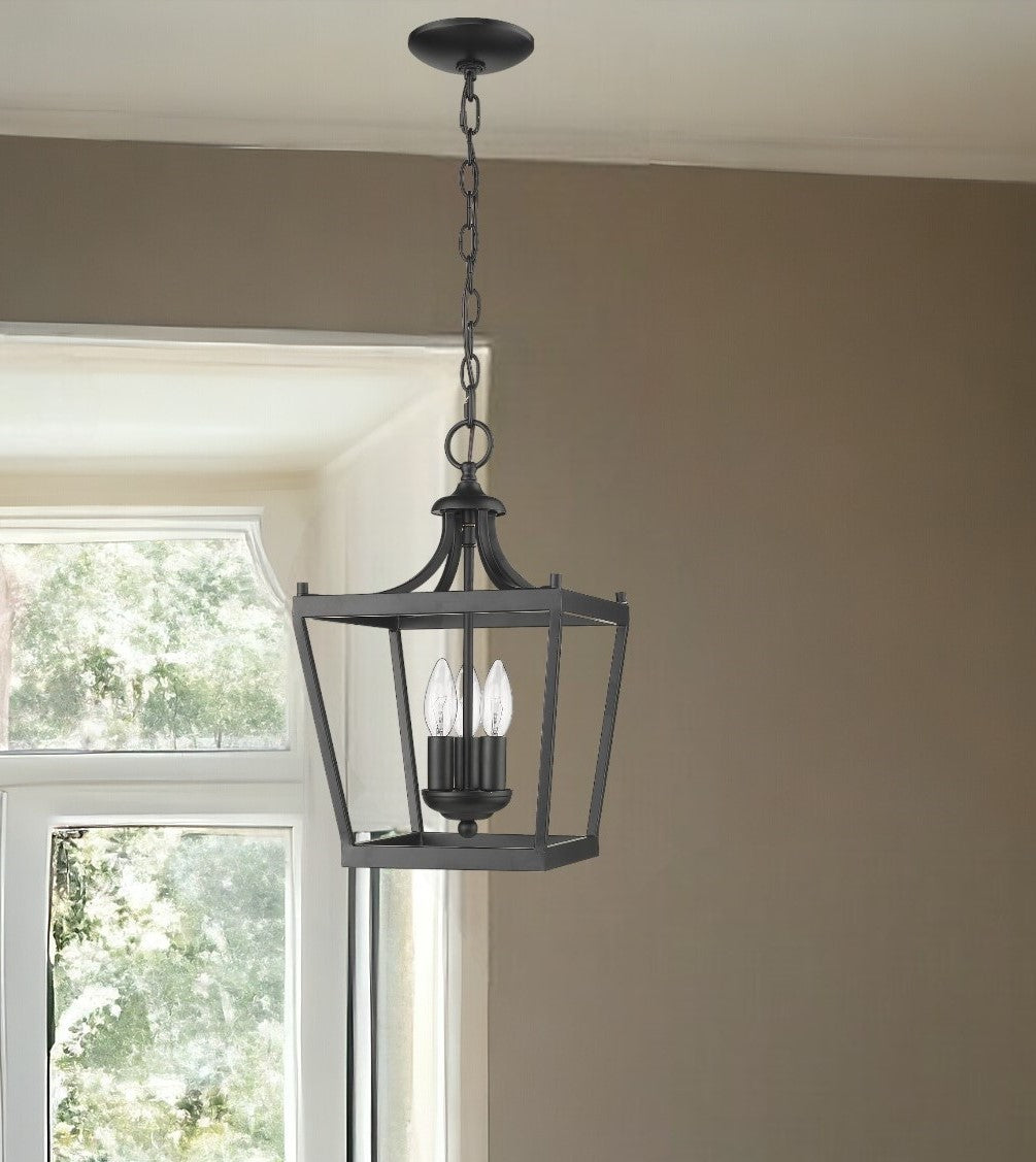 Vintage Black Metal Tapered Hanging Light-Chandeliers-DECOROLALA