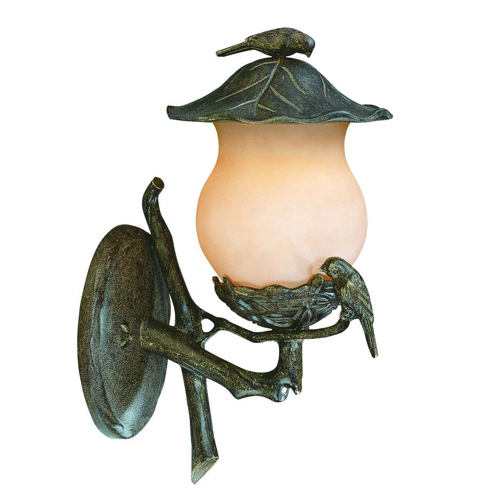 Vintage Black and Gold Bird Detail Lantern Wall Light-Outdoor Lighting-DECOROLALA