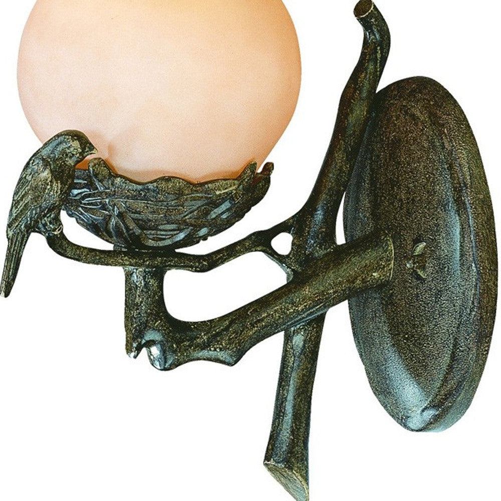 Vintage Black and Gold Bird Detail Lantern Wall Light-Outdoor Lighting-DECOROLALA