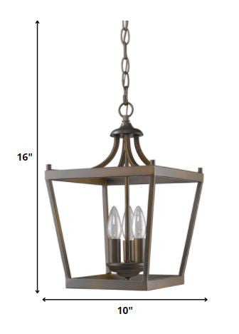 Vintage Brown Metal Tapered Hanging Light-Chandeliers-DECOROLALA