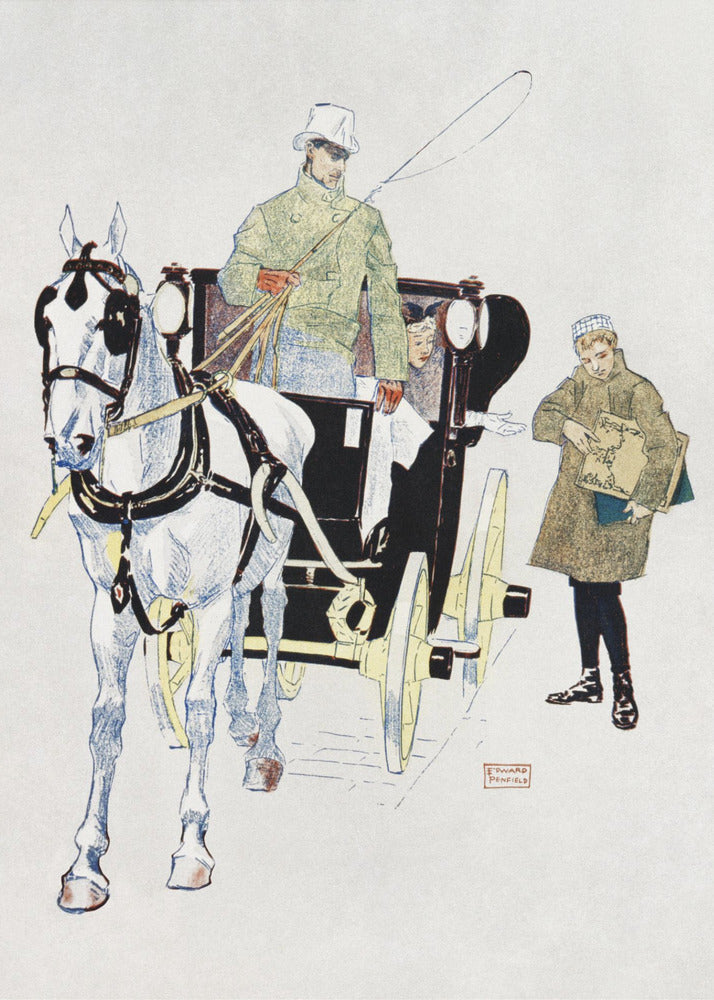 Vintage Carriage (1893) by Edward Penfield-canvas-DECOROLALA