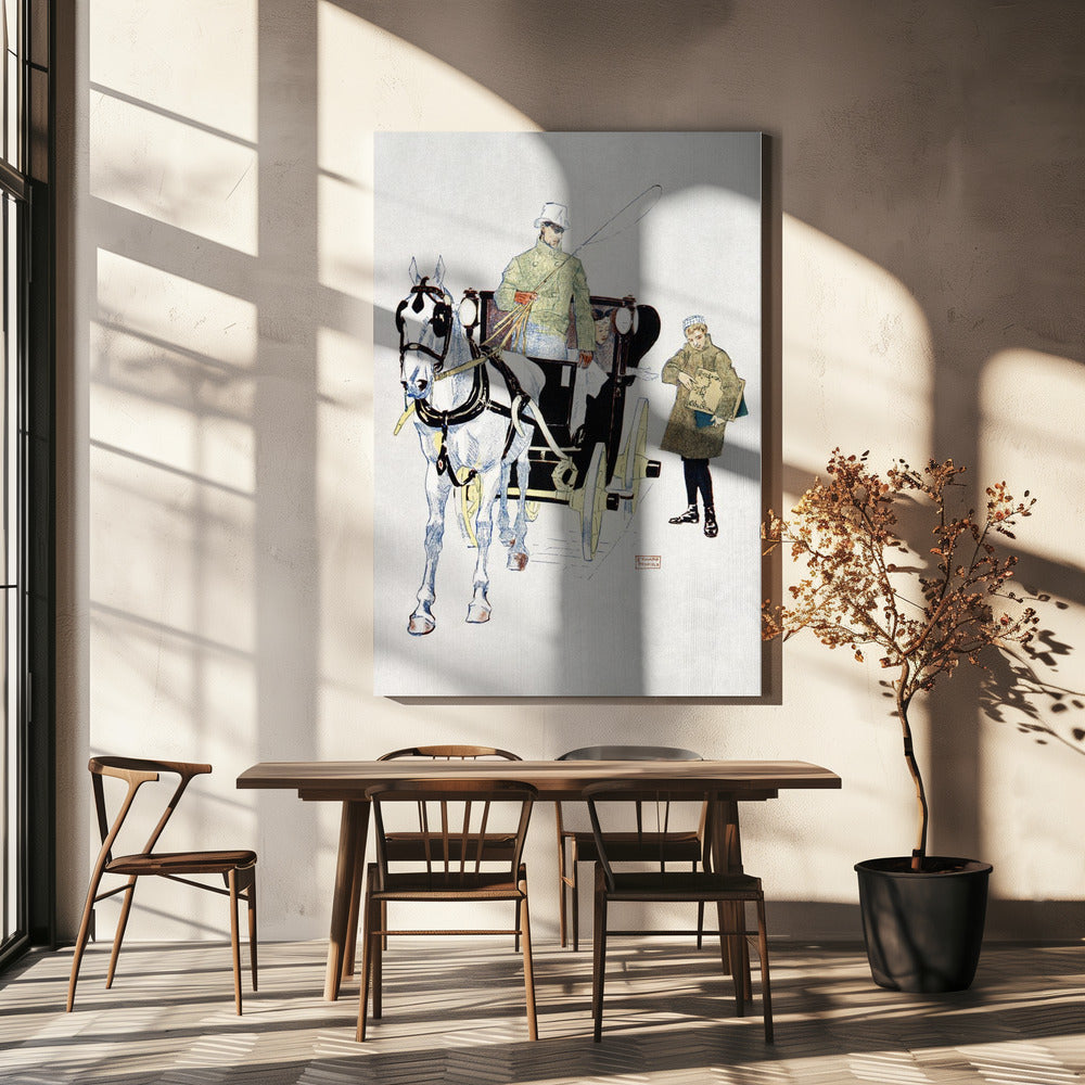 Vintage Carriage (1893) by Edward Penfield-canvas-DECOROLALA