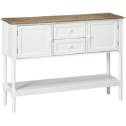 Vintage Console Table, White, 2 Drawers, Cabinets, Retro Entryway, Living Room, Bedroom-DECOROLALA