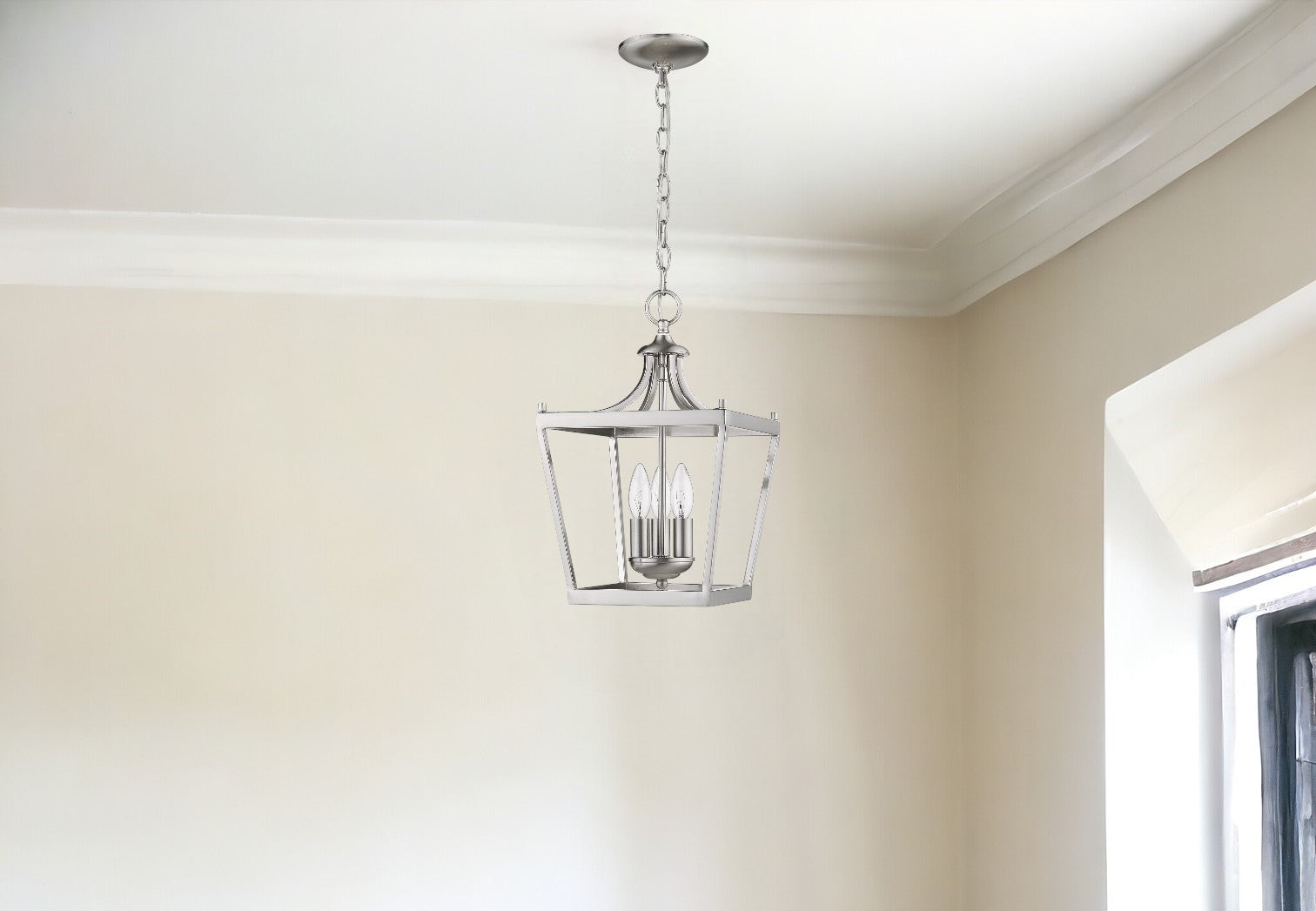 Vintage Silver Metal Tapered Hanging Light-Chandeliers-DECOROLALA