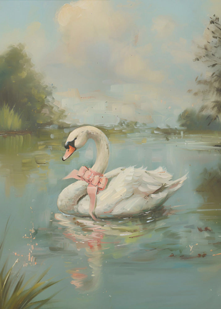 Vintage Swan Coquette-canvas-DECOROLALA
