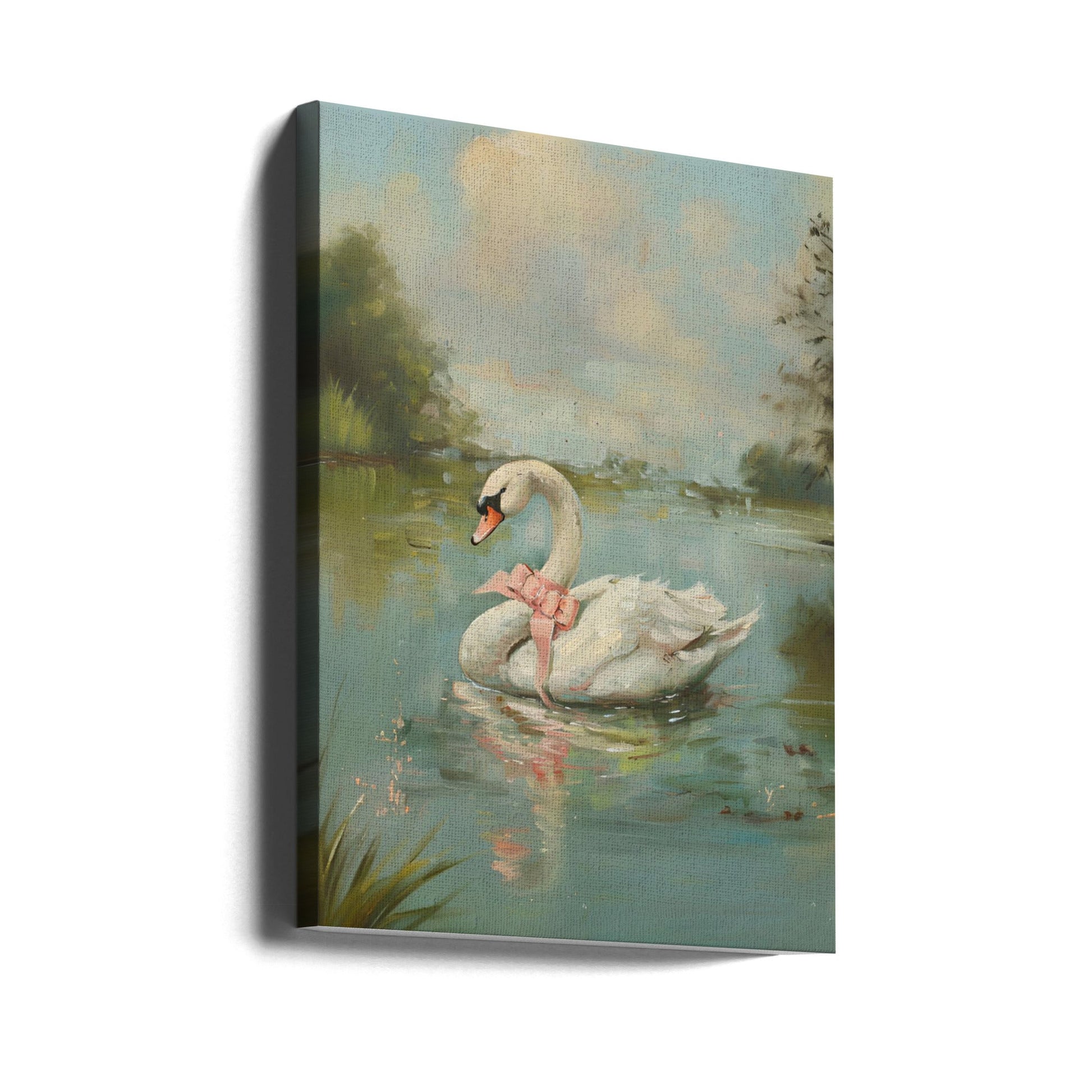 Vintage Swan Coquette-canvas-DECOROLALA