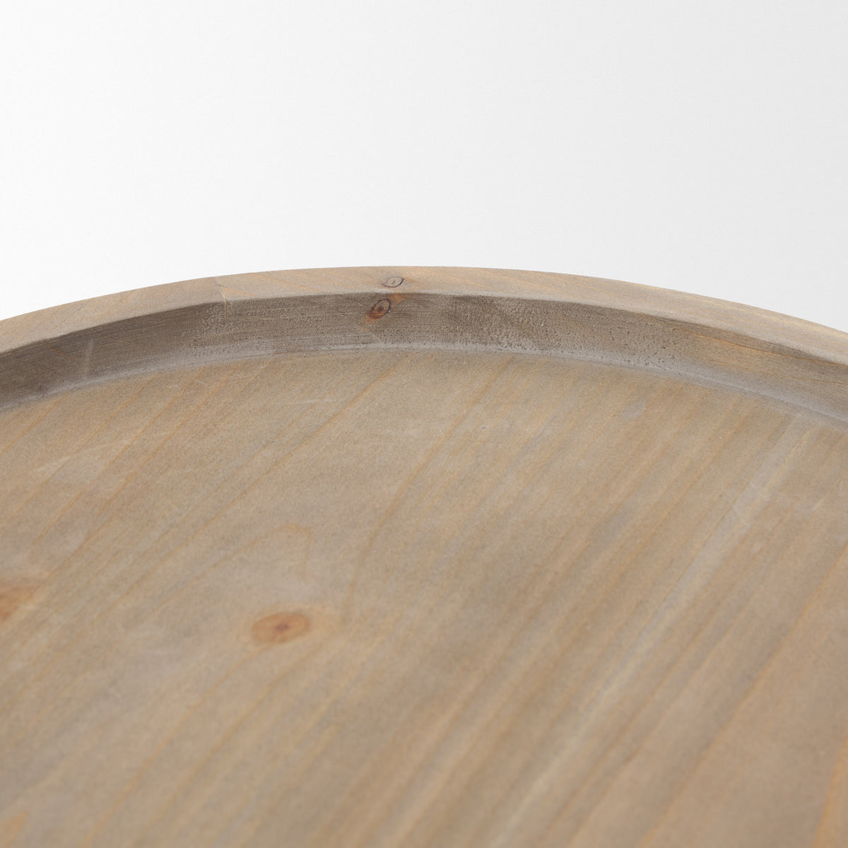 Virve Round Light Brown Wood w/ Gray Wash Wooden Trays-Trays-DECOROLALA